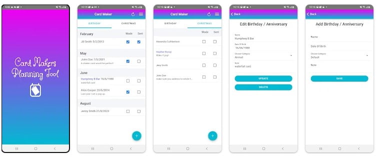 Card Makers Planning Tool App developed in melbourne